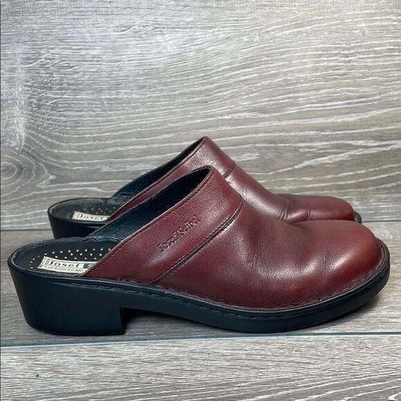 Josef Seibel Burgundy Wine Leather Women’s Sz 10/EU 41 Slip-On Heeled Mules - Picture 1 of 12